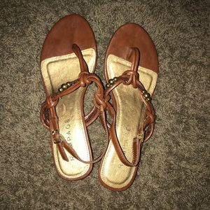 Brown sandals with small wedge, great condition